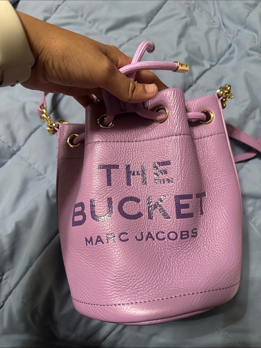 Marc Jacobs Pink The Bucket Mini Leather Drawstring Bag Authentic